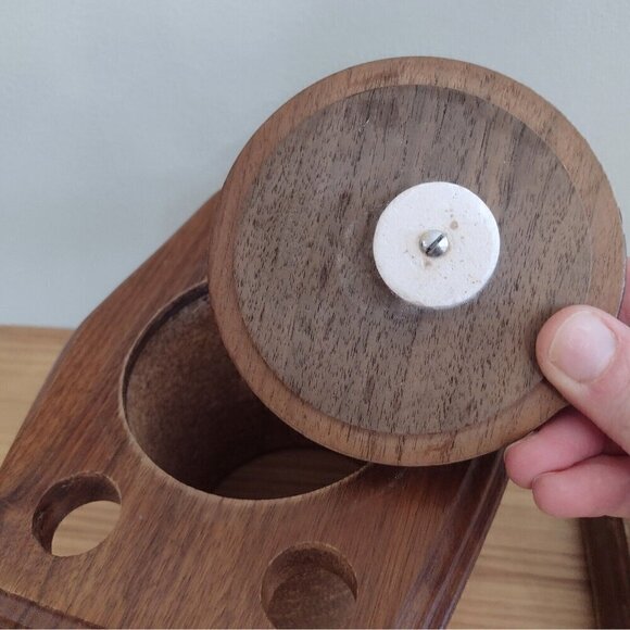 Vintage Fairfax USA Wooden 4 P*pe Rack Stand W/ Tobacco Humidor - Picture 8 of 14